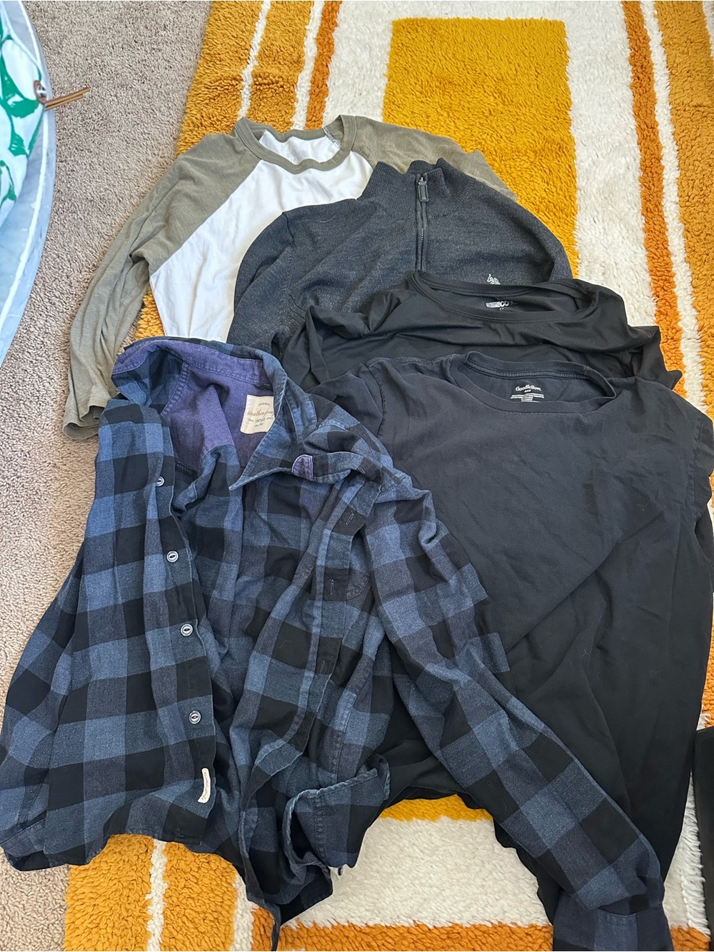 U.S. Polo Assn. Men's Black & Blue Plaid Long Sleeve Shirt Bundle